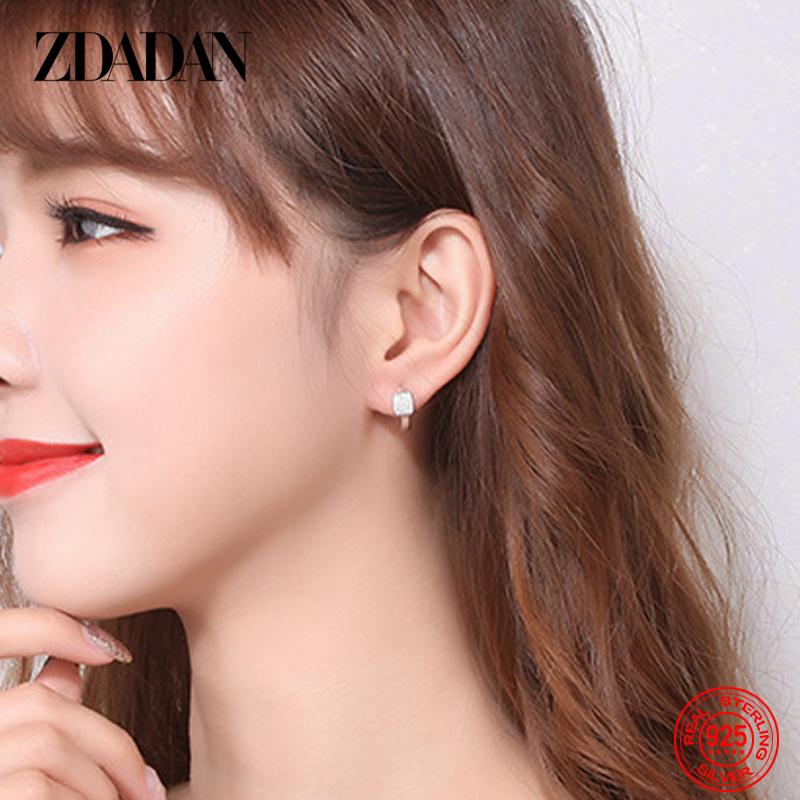 925 Sterling Silver Square Zircon Hoop Earrings for Women Fashion Wedding Jewelry Accessories