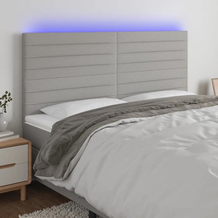 VidaXL LED Headboard Bedroom Furniture Double Bed Accessory Head of Bed Frame Interior Light Grey 3122578