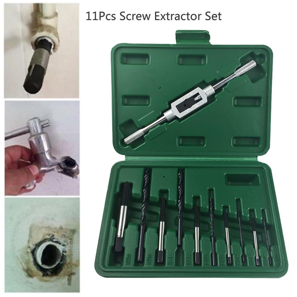 Set extractor de șuruburi 11 buc. Instrumente pentru șuruburi rupte