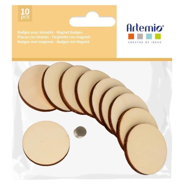 Magnets en bois - Artemio - Lot de 10 - 4,5 x 0,5 cm - Personnalisables - Cadeaux de table