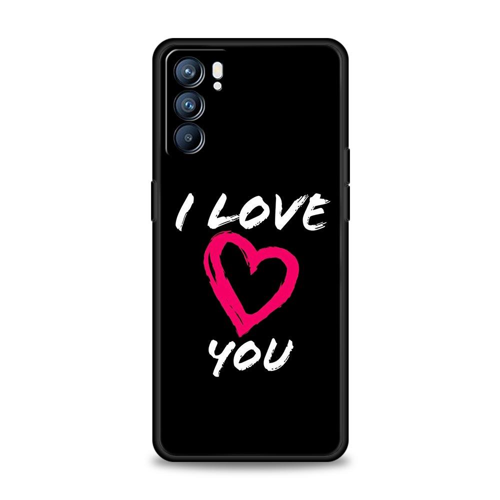I Love you Pink Heart Phone Case For Oppo Reno8 Reno7 Reno6 Pro A54 5G Find X6 X5 A53 A52 A9 A15 A95 A17 A16 A74 A57 A31 Cover
