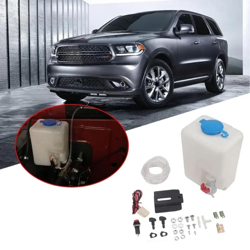 High Efficiency 1.5L 12V Universal Windshield Washer Reservoir Pump Kit Suitable for Most Vehicles Plastic Metal Design