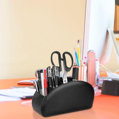 5 Fächer Leder Multifunktionale Aufbewahrungsbox Große Kapazität für Fernbedienung Stifthalter Schreibtisch Make-up Organizer Einfaches Design