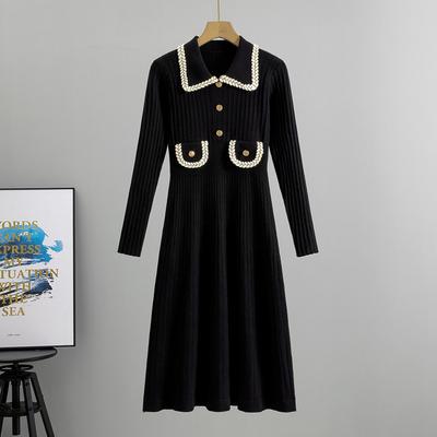 Robe Pull Printemps Automne pour Femmes Hiver Manches Longues Boutons Élégante Formelle Fête Mini Robes pour Femmes Décontractée A-Ligne Plissée Moulante Robe Pull