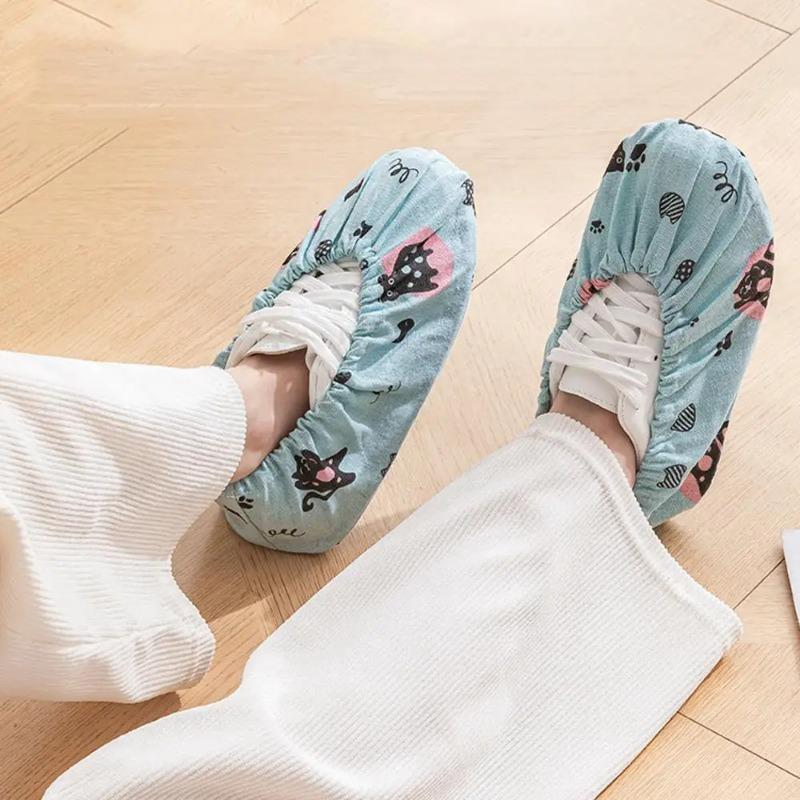 Printing Shoe Covers Non-Slip Indoor Shoes Case Reusable Shoe Cover Adult Foot Cover Protector Washable Overshoes Household