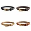 Zinc Zinc Alloy PU Leather Waistband Square Buckle Thin Waist Belt Classic Thin Belt  Jeans