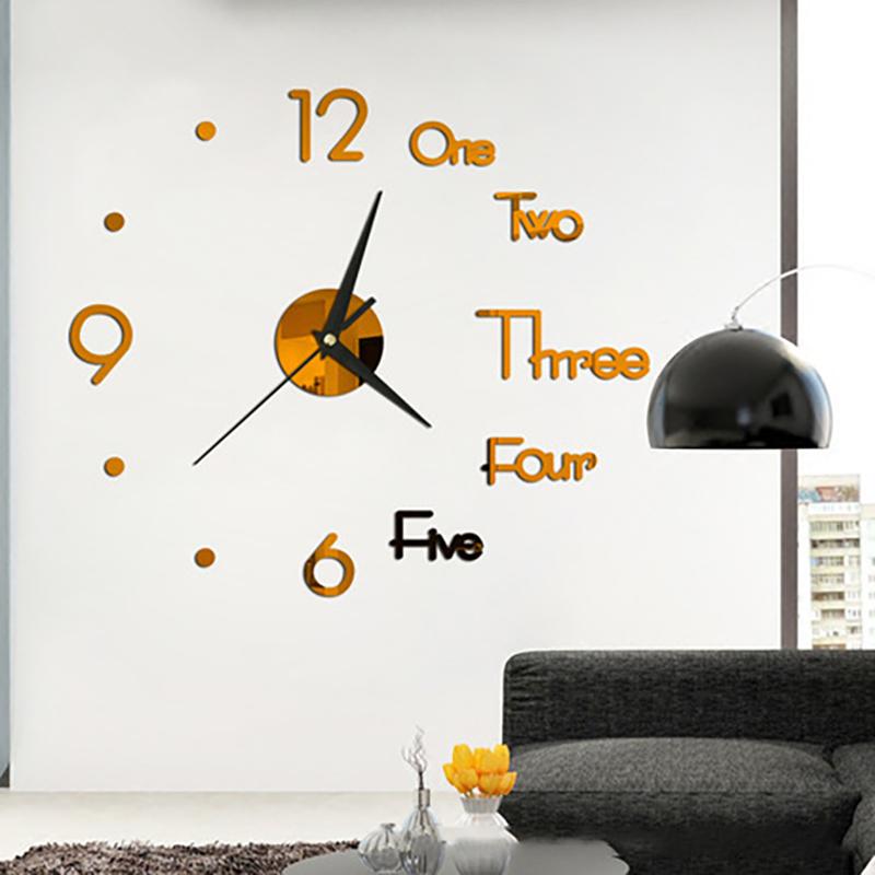3D DIY Wall Clock Stickers for Decoration Living Room Quartz Needle Self Adhesive Hanging Watch