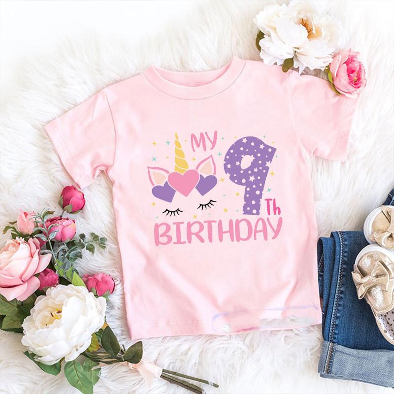 

Kawaii Cartoon Unicorn Numbers 1-8 Birthday Gift Printing Kids T-Shirt White Loose Short Sleeve Summer Women Y2K Top Kpop Blouse XXXL білий