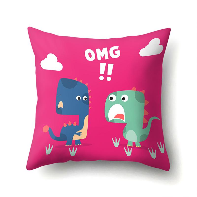 Geometric Dinosaur Pattern Polyester Single-sided Pillowcase Home Sofa Pillowcase Living Room Bedroom Cushion Cover