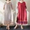 DIMANAF Neu 2026 Damen Übergröße Sommer Strand Dame Vintage Blumendruck Langes Kleid Locker Übergröße Sommerkleid Kleidung