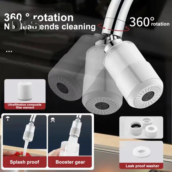 Sink Faucet Water Filter 360-degree Rotating 2 Mode Splash Universal Easy To Install Hard Tap Water Softener Water Filter Kitchen Supplies