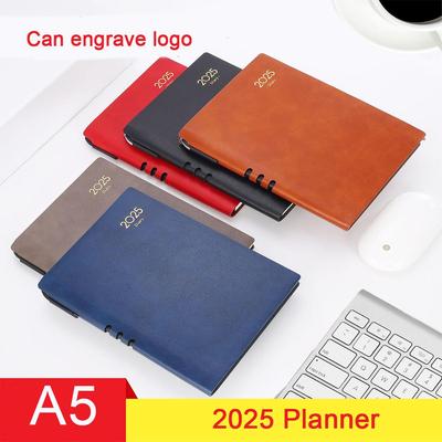 A5 Soft Leather Business Schedule, 2025 Student Daily Planner, 365-day Record Book, Notepad, Memo, 172 Sheets, 344 Pages