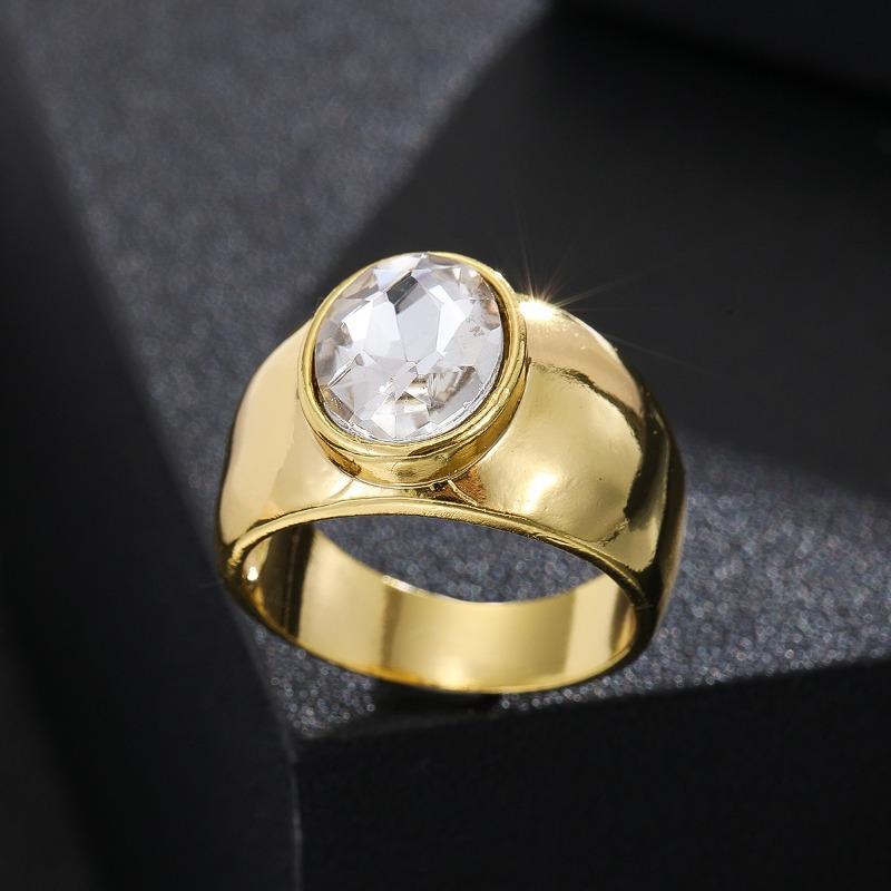 1Pc Fashion Ring, Retro, Exaggerated and Simple Design, Inlaid with Synthetic Zircon, Daily Use