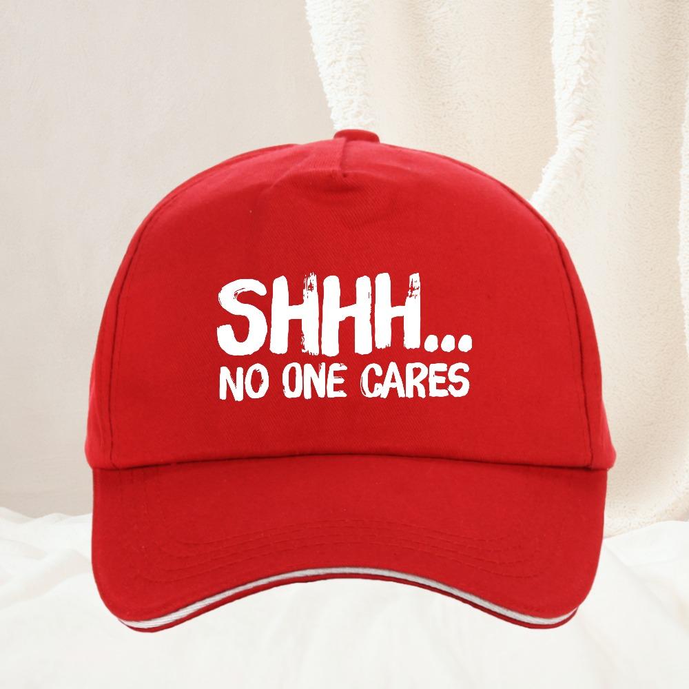 Womens Funny Sarcastic Shh No One Cares Graphic Printed hat Casual Streetwear High Quality Snapback hat Gorras Baseball Cap Adjustable