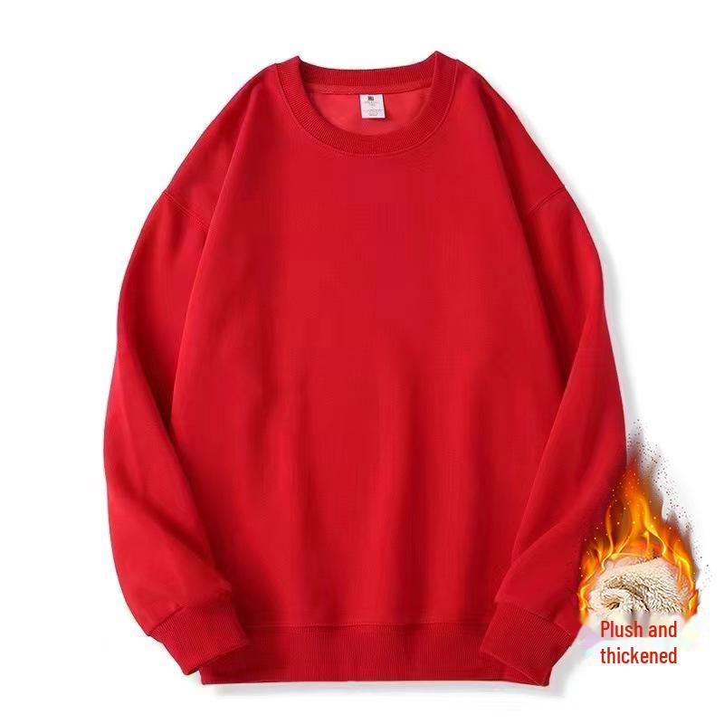 Толстовка из плотного хлопка 300 г Унисекс длинный рукав плюс бархатный однотонный пуловер M 100-120 jin 1360₽