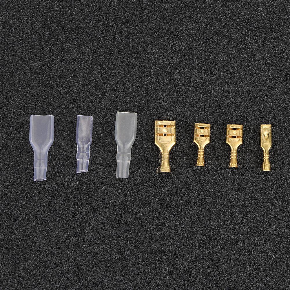 120Pcs 6.3mm 4.8mm 2.8mm Gold Copper Wire Terminal Connector with Sleeve Storage Box Accessory