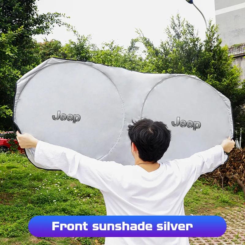 For Jeep Car Windshield Sun Visor UV Sunshade Protection Shield For Jeep Grand Cherokee Wrangler JK Gladiator Compass Renegad