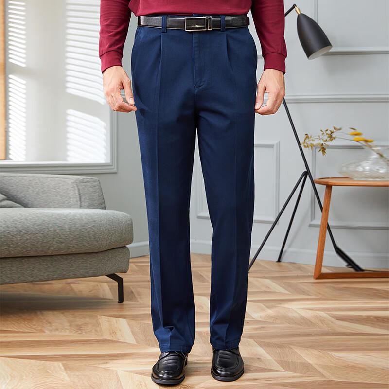 YOUNG RIVER Herren Business Casual Herbst/Winter Chinos mit einfacher Bundfalte