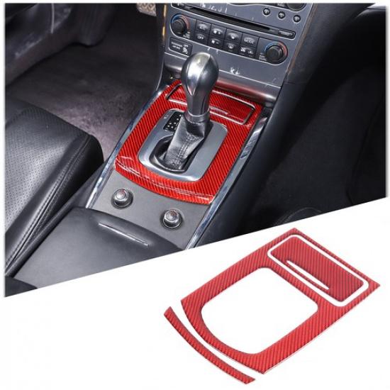Red Carbon Fiber Console Gear Shift Panel Cover Trim For Infiniti G37 2007-2013