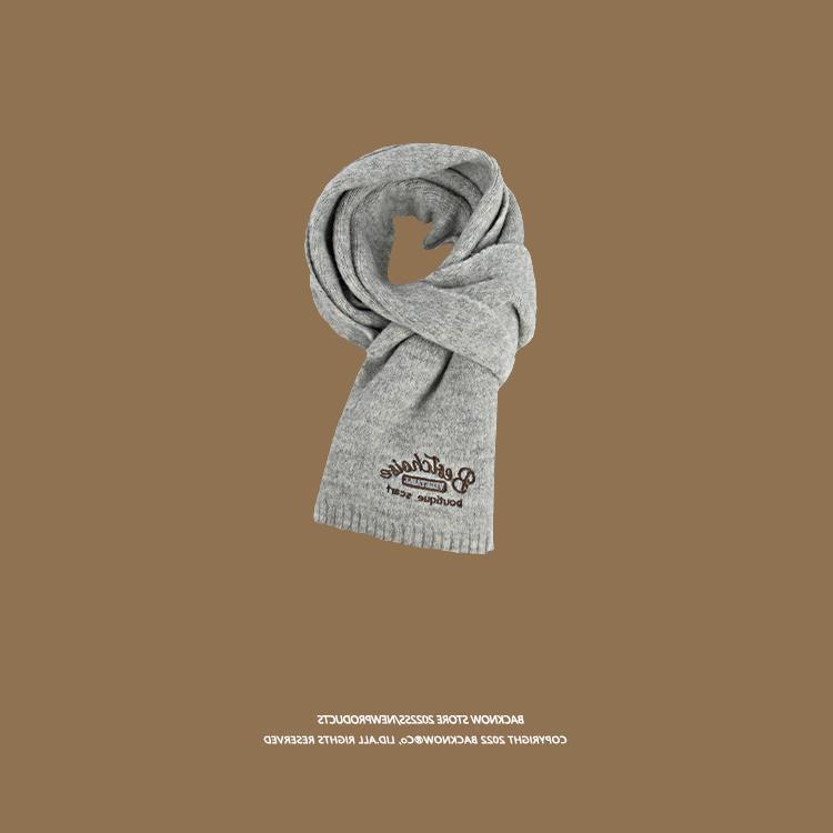 Imitation Cashmere Scarf for Girls in Winter New Korean Style Solid Color Fashionable Wool Small Scarf for Couples and Men
