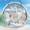 Rustic Christmas Wooden Sign with Snow House Pattern - Navidad Round Sign for Front Door, Wall Hanging Decor - Ideal Christmas Decoration
