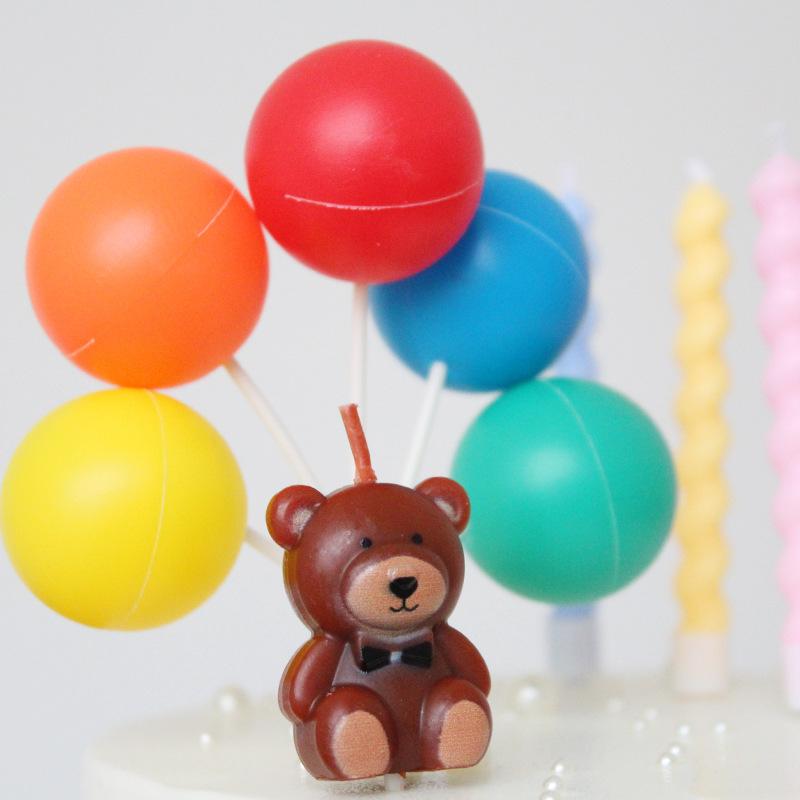 Ins Wind Bear Candle Colorful Plastic Balloon String Cake Plugin Cartoon Cute Birthday Party Dress Up Ornament