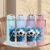 1PC Blue Splash Soccer Ball Art Print 750ml Color Plastic Sports Water Bottle Leakproof Flip Straw Lid Suitable for Sports Office Home Use