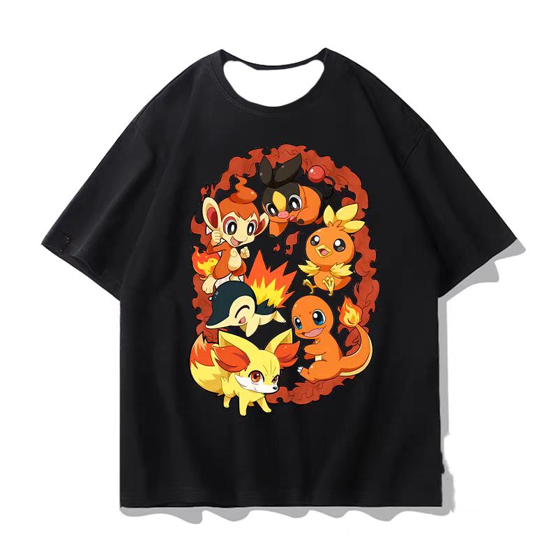 

Pokemon Anime Printed Short-sleeved T-shirt for Boys Summer Clothing, with Pikachu, Charmander and Squirtle Patterns Printed 150