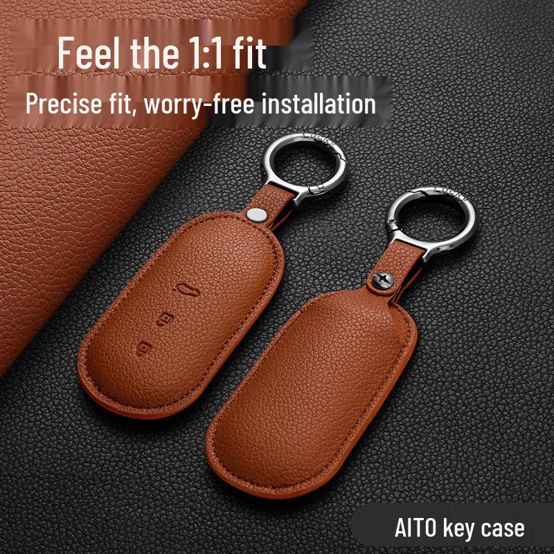 Genuine Leather Key Case for AITO M9, Huawei M5, and M7 (2024 Model)