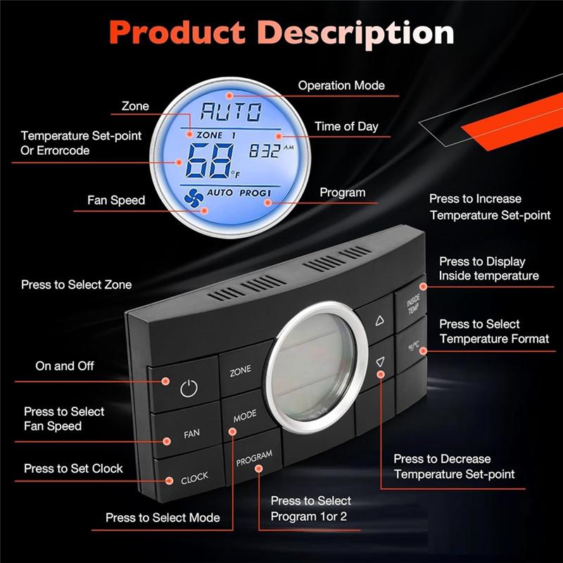 RV Multi-Zone Thermostat 3314082.000 For Dometic Air Conditioner Series 579- For Dometic Comfort Control Center 10-Buttons