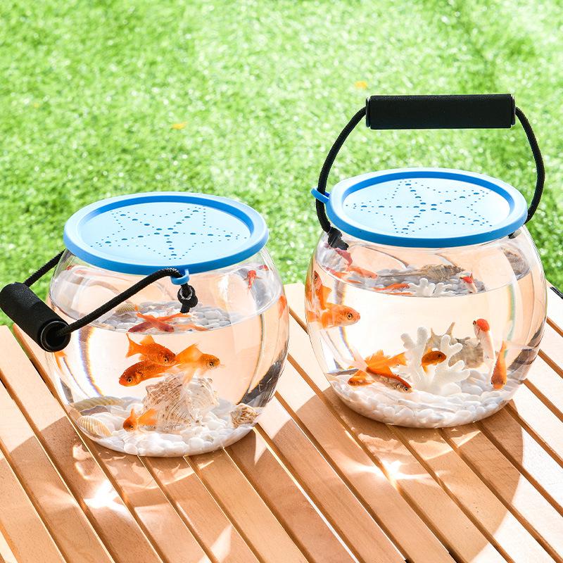 Top-Selling Transparent Portable Goldfish Tank with Lid: Outdoor Ecological Fish-Keeping Bucket