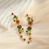 Multi-layer alloy diamond petal earrings, bohemian vintage flower fringed earrings