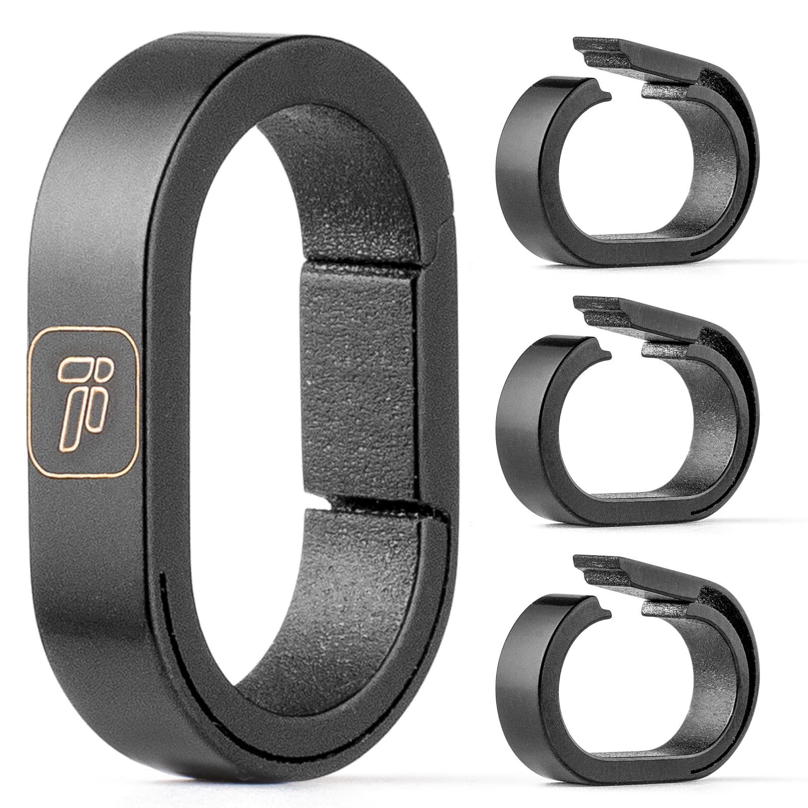 

TIMULTI Titanium Key Small Connecting Oval Mini Detachable Quick Release Keychain Hardware Connecting Ring, Carabiner, Ring, Hook, Connector, (Black/4