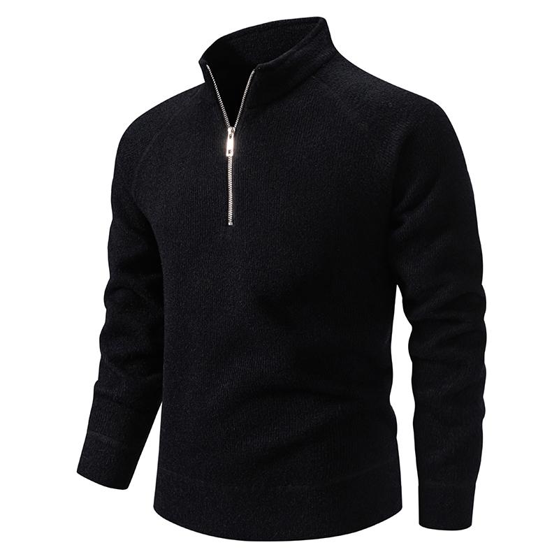 2025 Herbst Winter Herren Half-Zip Freizeitpullover Herren Einfarbig Stehkragen Pullover Männlich Strickpullover Herren Oberbekleidung