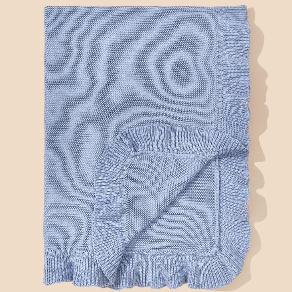 INS Style Baby Pure Cotton Ruffle Knit Swaddle Blanket