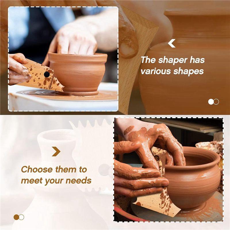 A60Z14 Pieces Pottery Trimming Tools Pottery Clay Foot Shaper Tools Texture Wooden Profile Rib Bundle Foot Shapermay