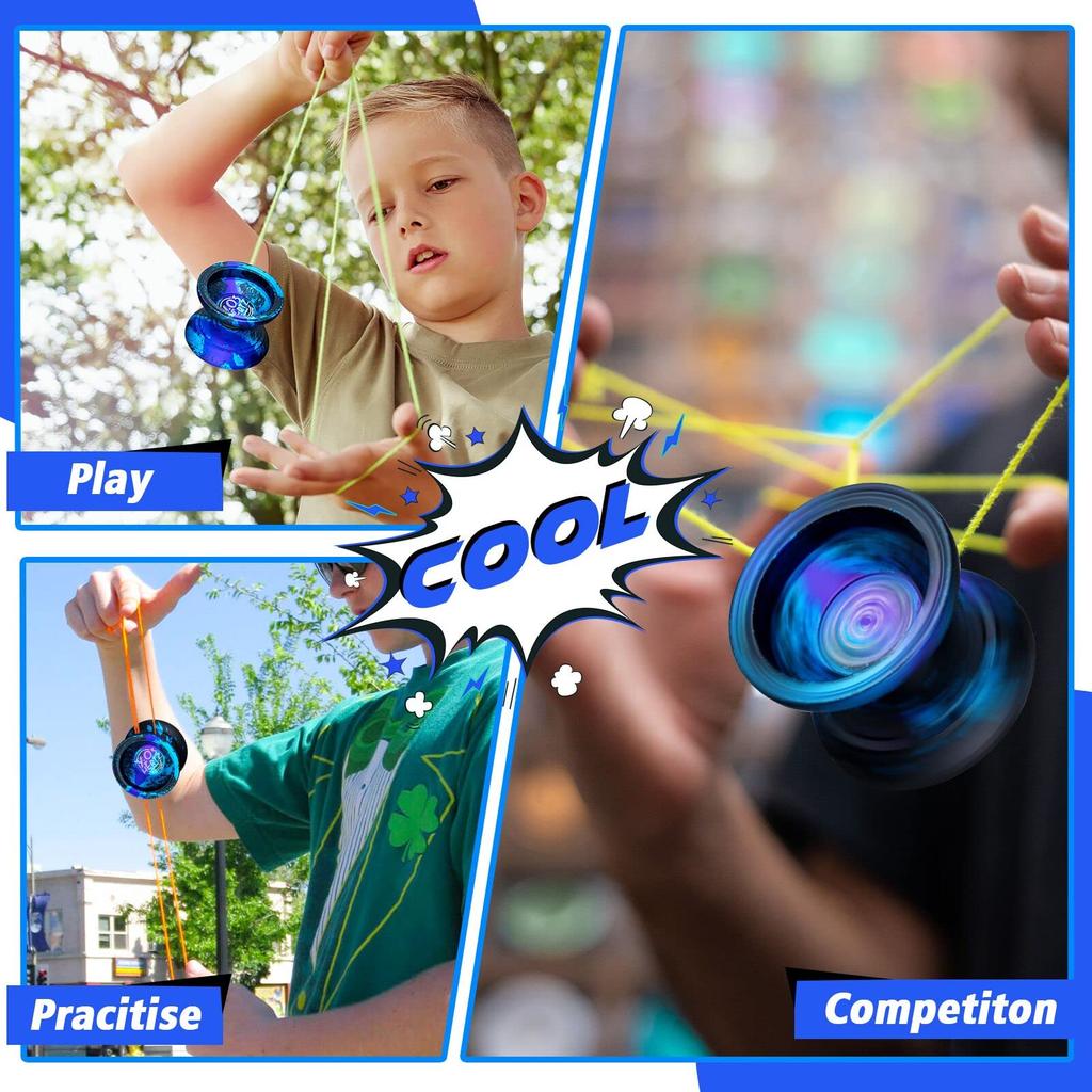 Professional Yo-Yo Y03-Hertz Yo-Yo Ball for Intermediate To Advanced Players + 5 Spare Yo-Yo Strings + Yo-Yo Holder + Gloves (3 Acid Colors)