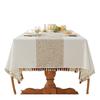 Coffee Color Polyester Jacquard Retro Flower Rhombus Fringed Tablecloth Coffee Table Dining Table Cloth Cover Towel