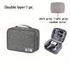 1pc Durable Travel Cable Organizer Bag with Double Zipper – Multi-Compartment Storage for Electronics, Headphones, and Accessories,  Travel Accessory