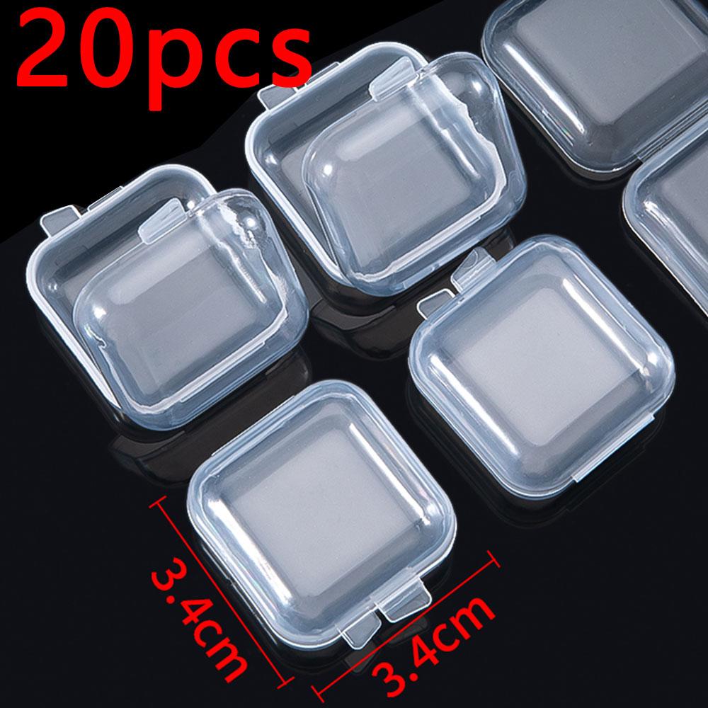 5/20PCS Mini Plastic Storage Box Transparent Jewelry Storage Box Container Portable Earring Ring Earplugs Packaging Storage Case