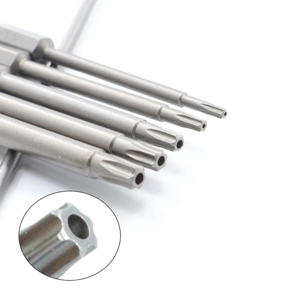 7.78In Hollow T-orx Screwdriver Bit Hex Shank Batch Head T8-25 Electric Extended Screwdriver Bits Magnetic Security Head