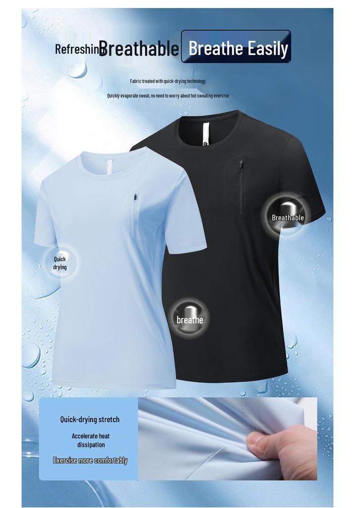 Ice Silk Unisex Short Sleeve Quick Dry T-Shirt - Breathable, Comfortable, Casual Round Neck, 2025 New Outdoor Fitness Wear