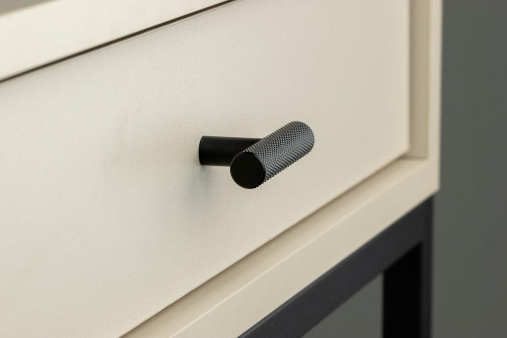 Furniture knob railing grooved metal black