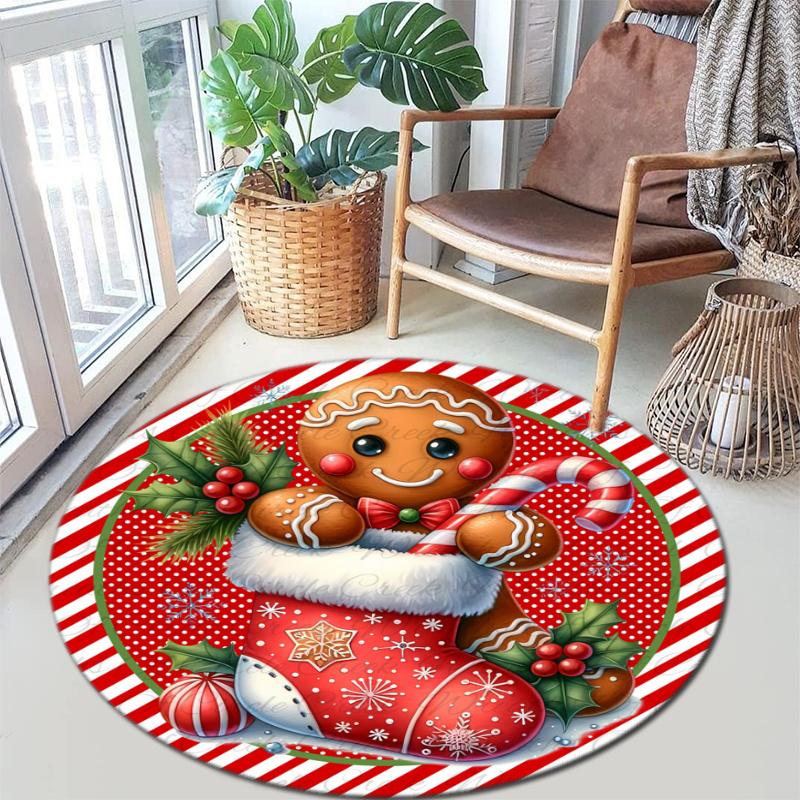 Cute cartoon gingerbread man Christmas gift rug home soft decorative anti-slip yoga table and chair mat carpet outdoor floor mat carpet Y1
