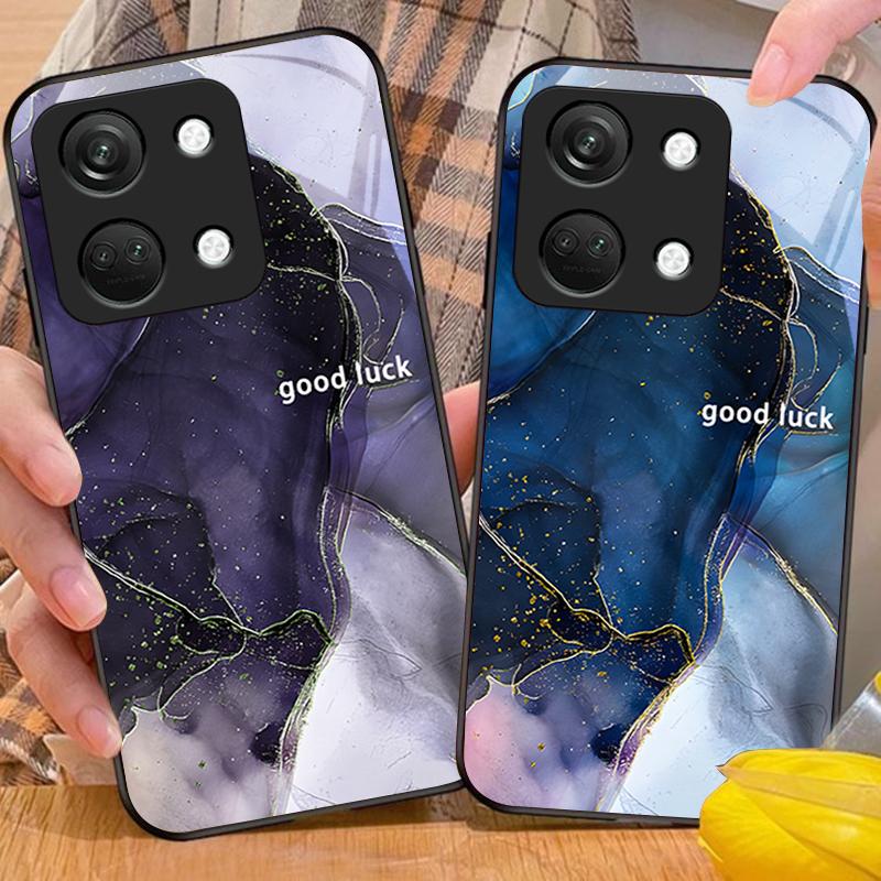 Model Marmură Pentru OnePlus Nord 3 5 6T 7 Pro 8 12 10T Reno8 Lite 5G 10R Nord N30 Carcasă Dură Sticlă Securizată Carcasă Telefon Negru