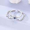 Rings Authentic Original Copper Metal Rings Blue Bow Zircon Adjustable Open Double Layer Rings Designed For Women Man High Quality Fine Jewelry