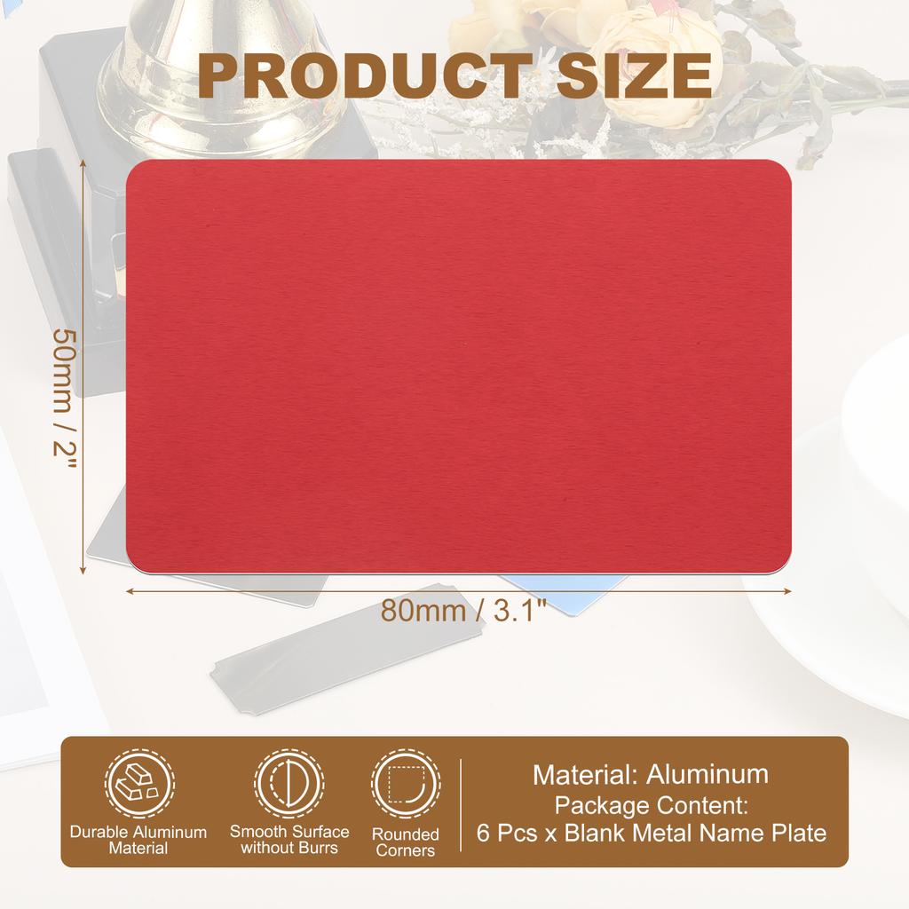6/12Pcs Blank Engraved Metal Name Plates Laser Strong Adhesive Nameplate Anodized Aluminium Custom Blank Plates Bussness Cards