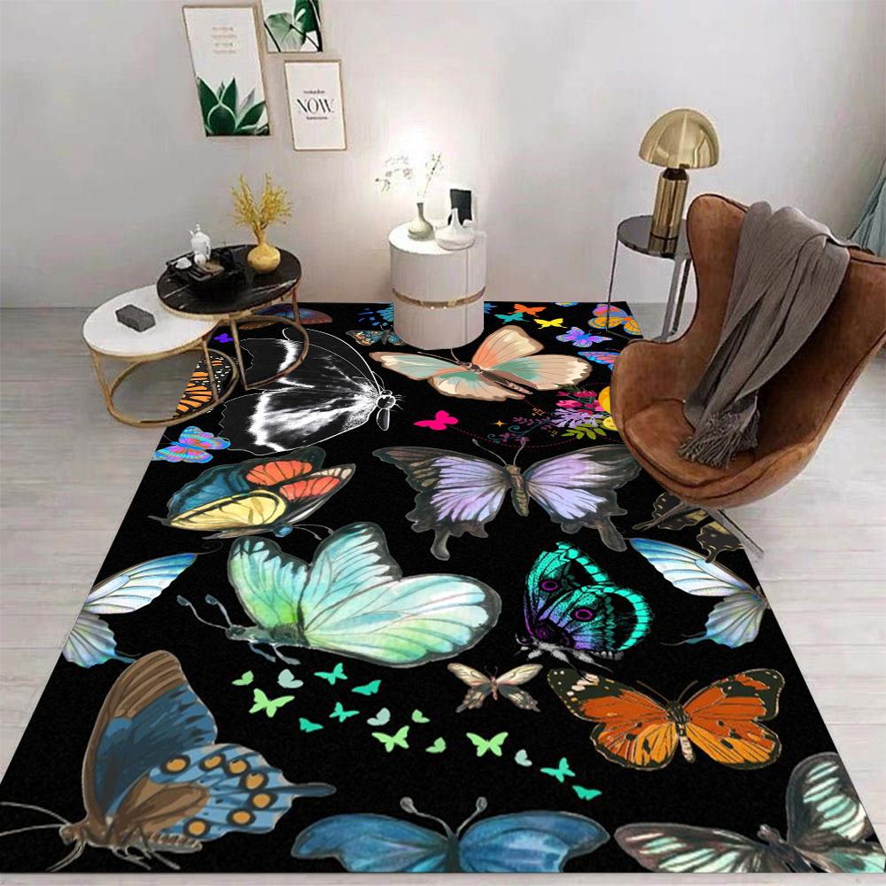 Vintage Floral Butterfly Ink Style Carpet Carpets for Bed Room Washroom Floor Mat Rugs for Living Room Chair Living Room Rug