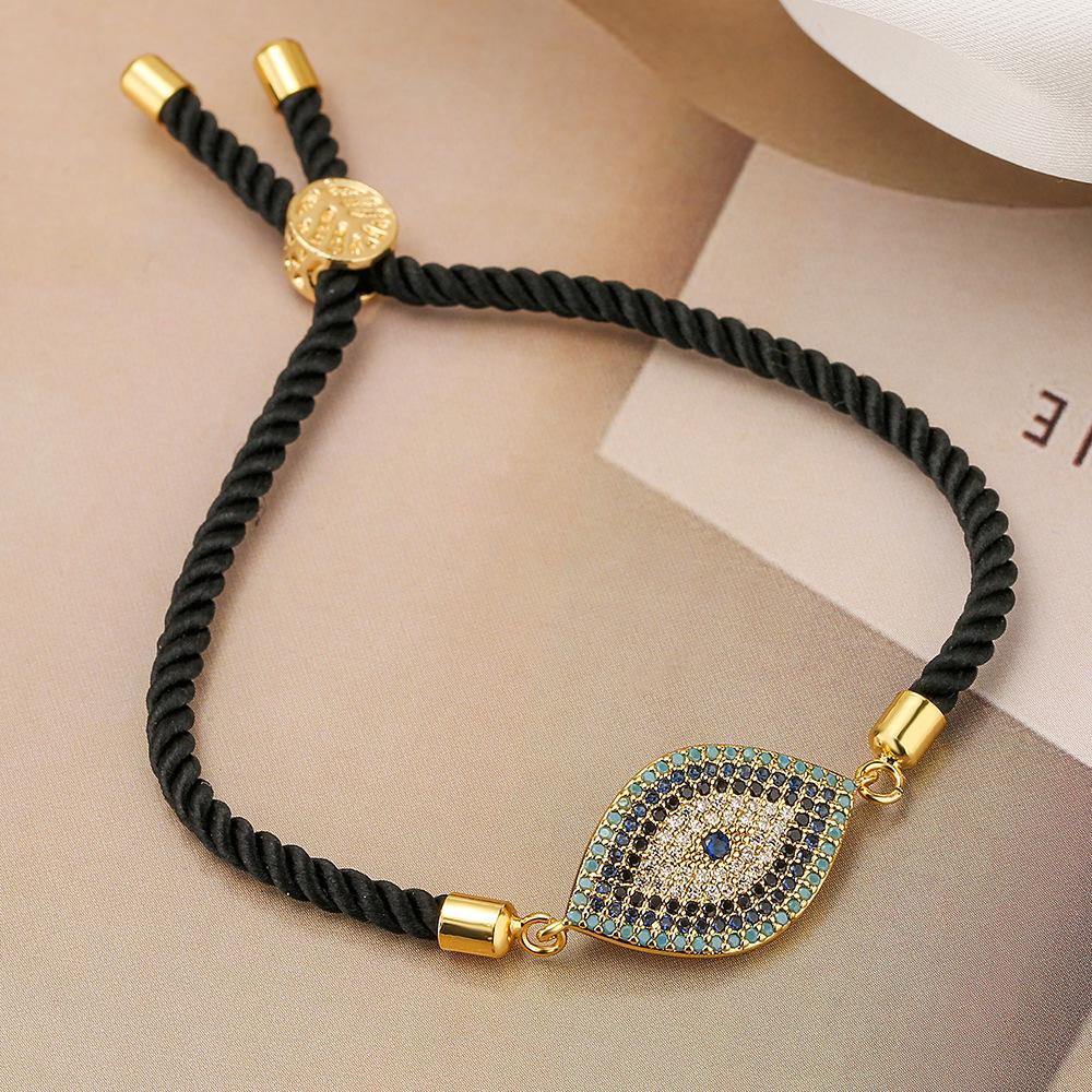 Pozłacana bransoletka z cyrkoniami i okiem proroka dla kobiet - Unikalna biżuteria w stylu INS