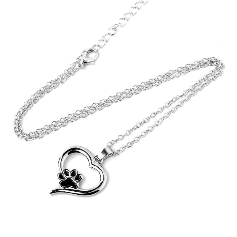 European & American Jewelry: Pet Paw Heart Pendant Necklace